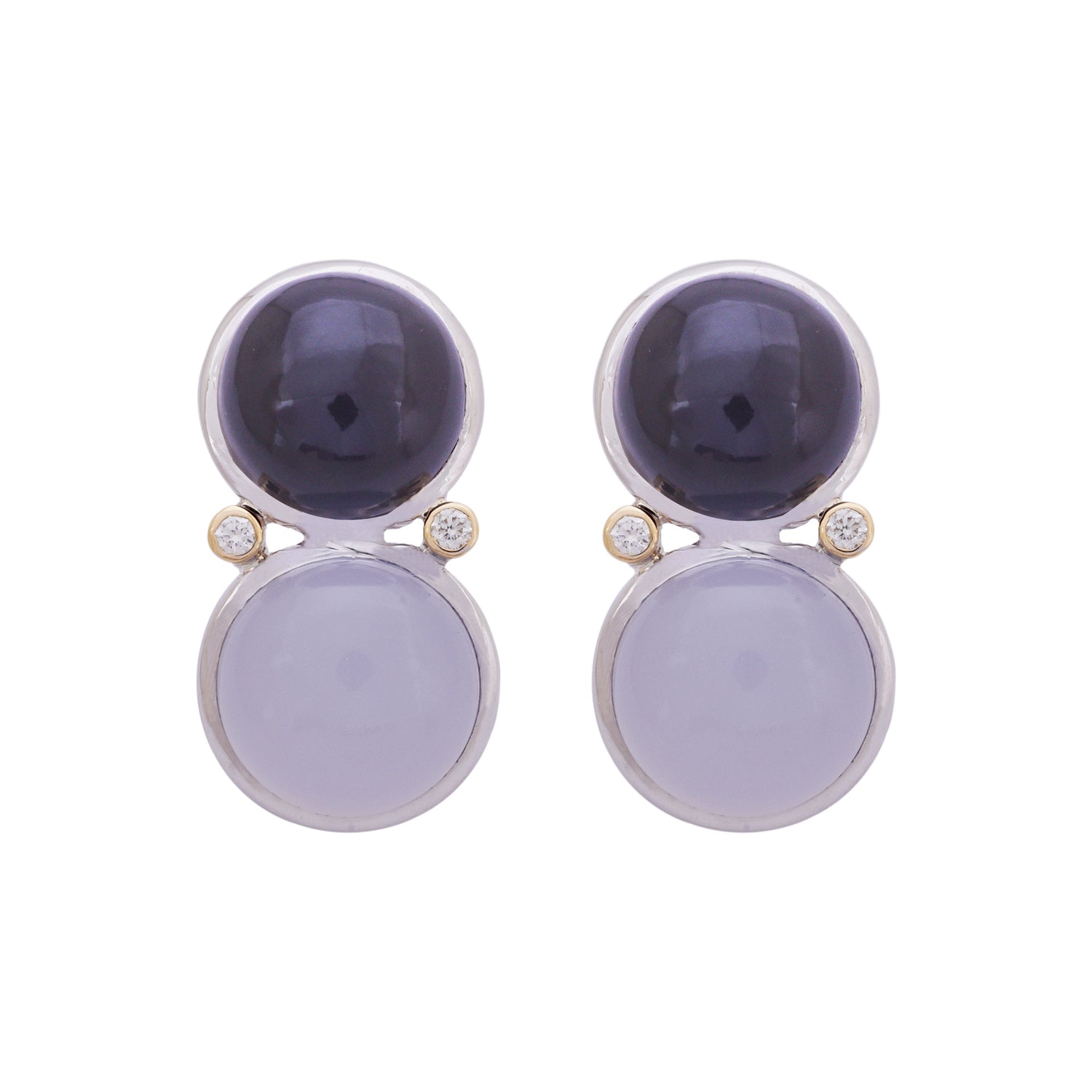 Earrings- Onyx, Chalcedony and Diamond | Singhvi Jewels