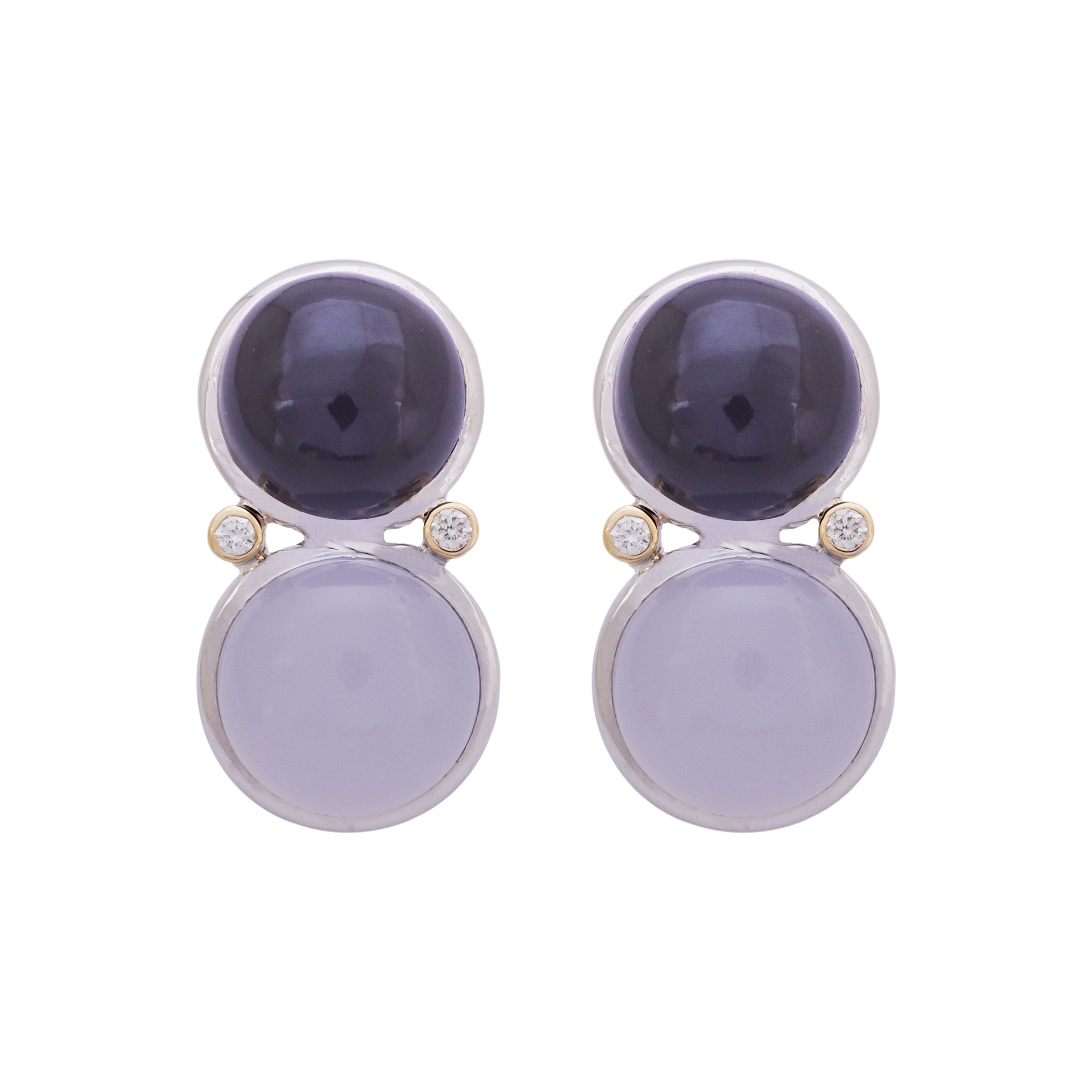 Earrings- Onyx, Chalcedony and Diamond | Singhvi Jewels