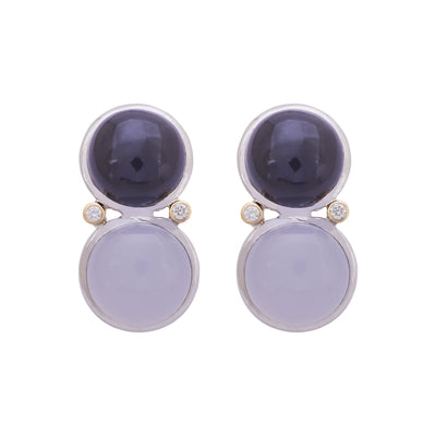 Earrings- Onyx, Chalcedony and Diamond