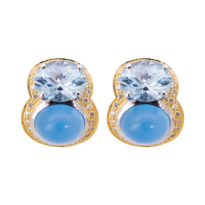 Earrings- Chalcedony, Blue Topaz and Diamond  (27FM)