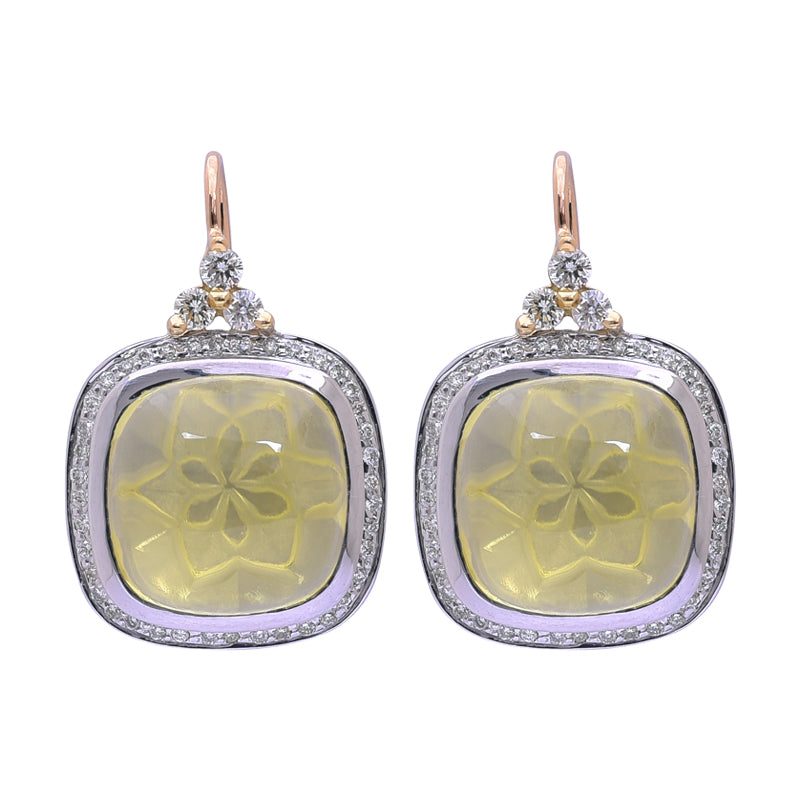 Earrings- Lemon Quartz and Diamond