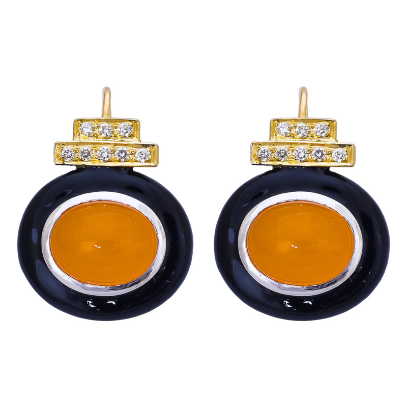 Earrings- Cornelian and Diamond (Enamel)