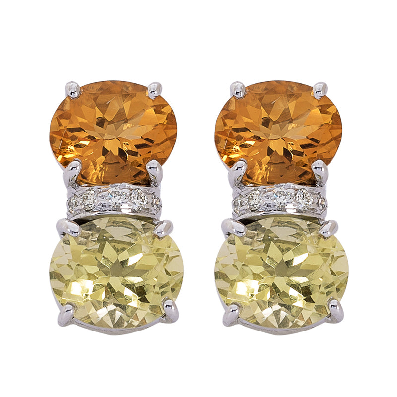 Earrings - Citrine, Lemon Quartz and Diamond | Singhvi Jewels