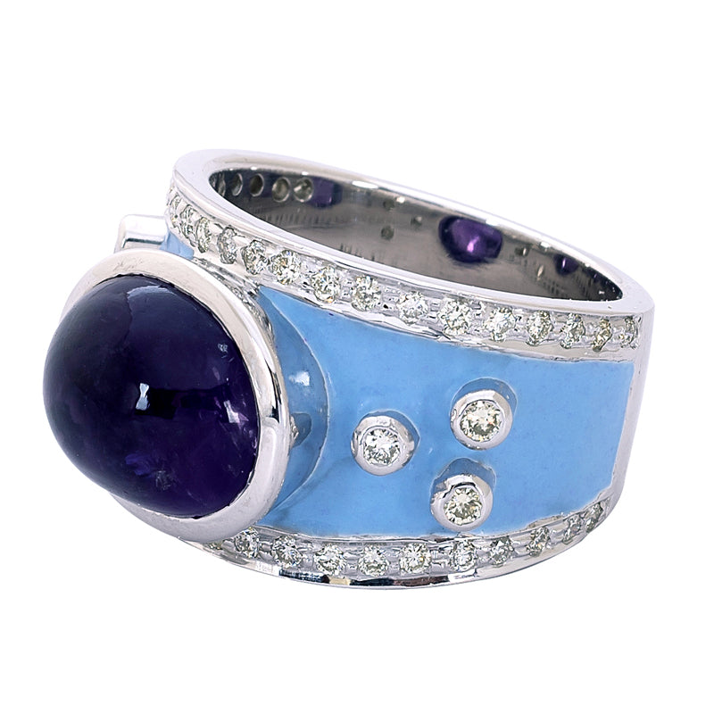 Ring - Amethyst and Diamond (Enamel) | Singhvi Jewels