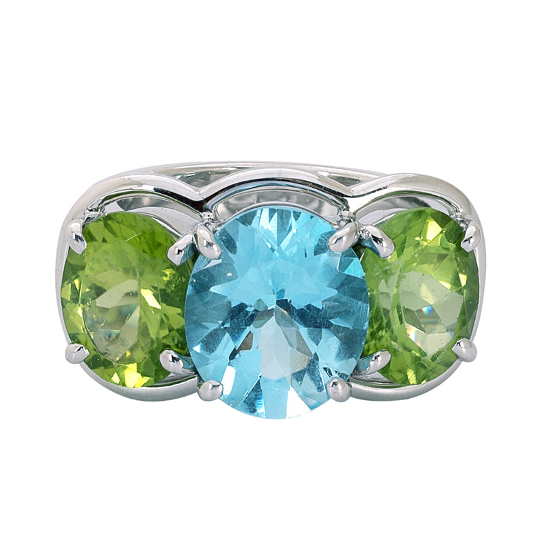 Ring - Blue Topaz and Peridot | Singhvi Jewels