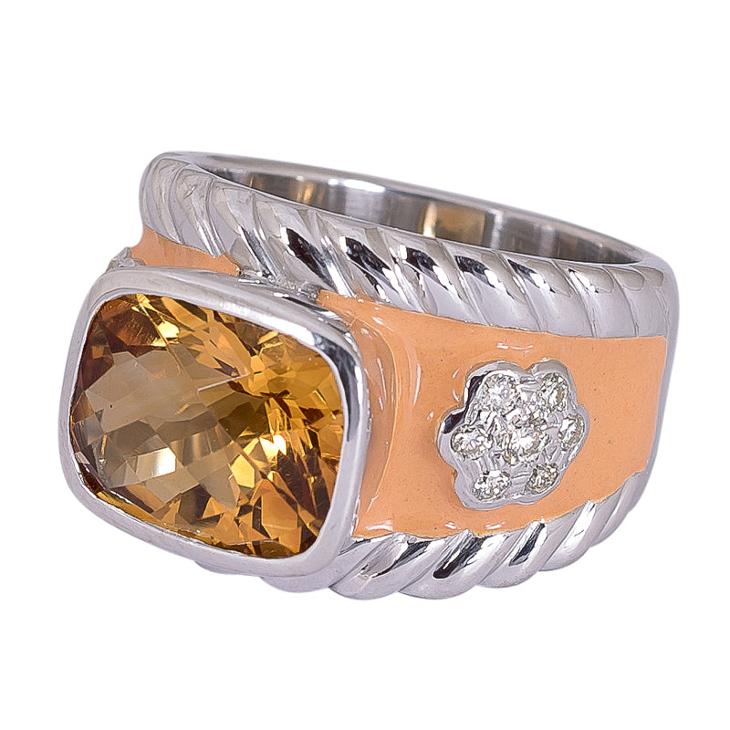 Ring- Citrine and Diamond (Enamel)