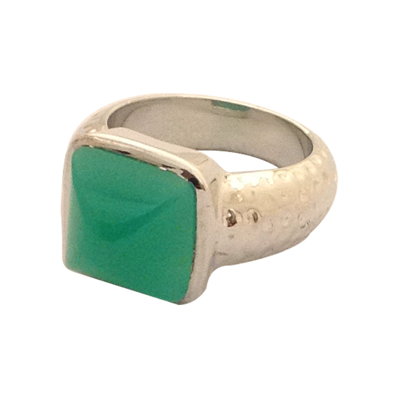RING- CHRYSOPRASE IN SILVER