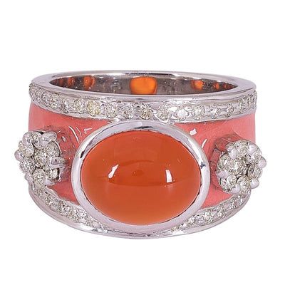 Ring- Cornelian and Diamond (Enamel)  (272NS)