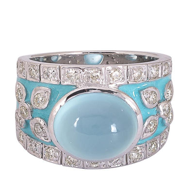 Ring- Chalcedony and Diamond (Enamel)  (272OS)