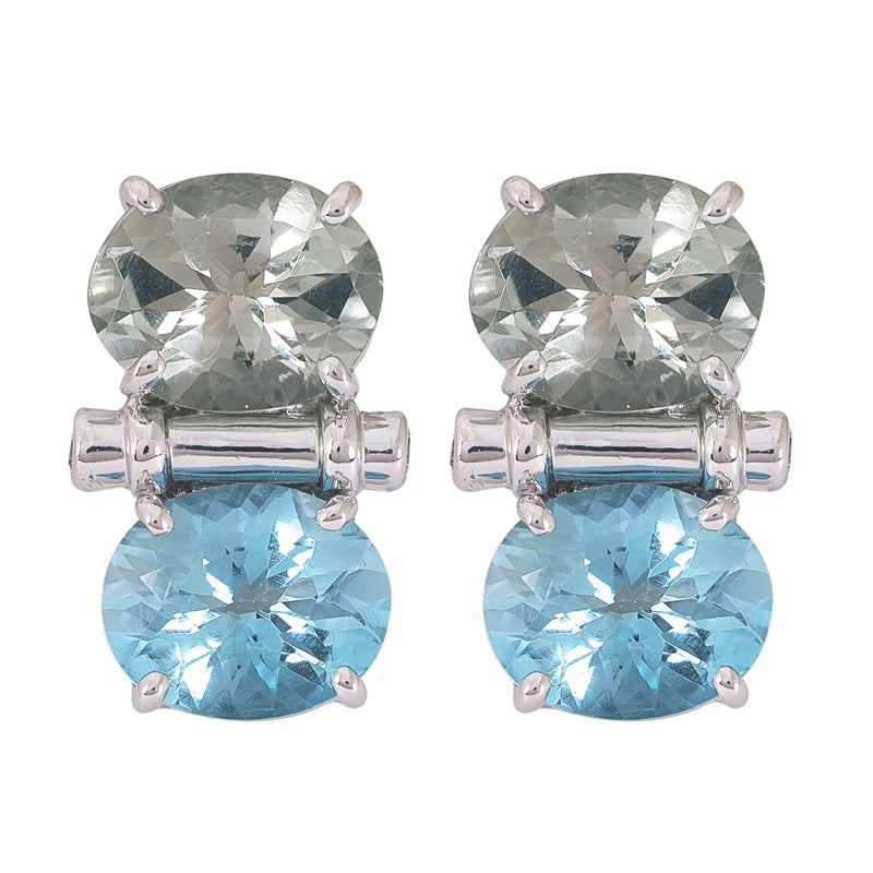 Earrings - Blue Topaz, Green Quartz and Diamond | Singhvi Jewels