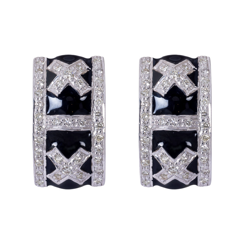 Earrings- Diamond (Enamel) in Silver