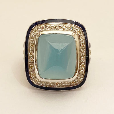 Ring - Chalcedony and Diamond (Enamel) in Silver
