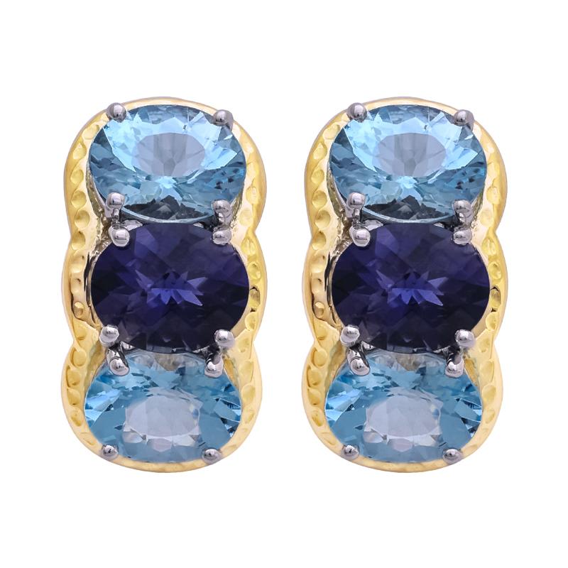 Earrings- Iolite and Blue Topaz