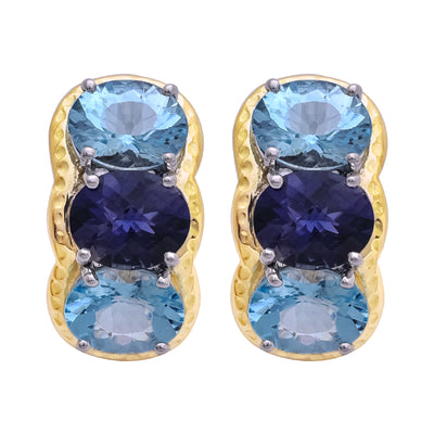 Earrings - Iolite And Blue Topaz