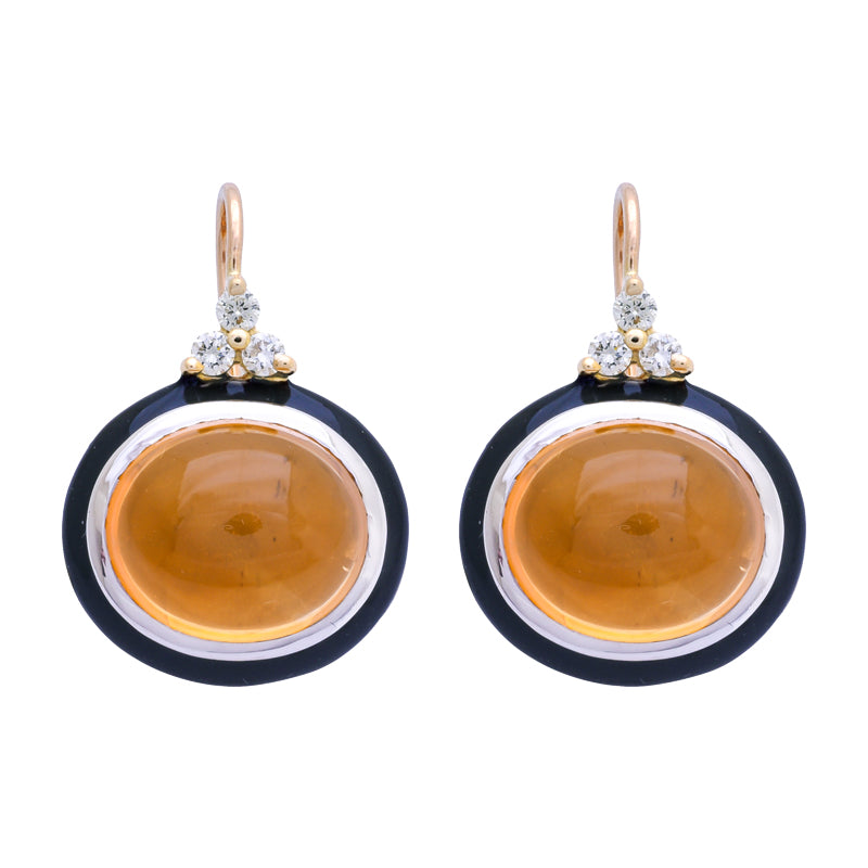 Earrings - Citrine and Diamond (Enamel) | Singhvi Jewels