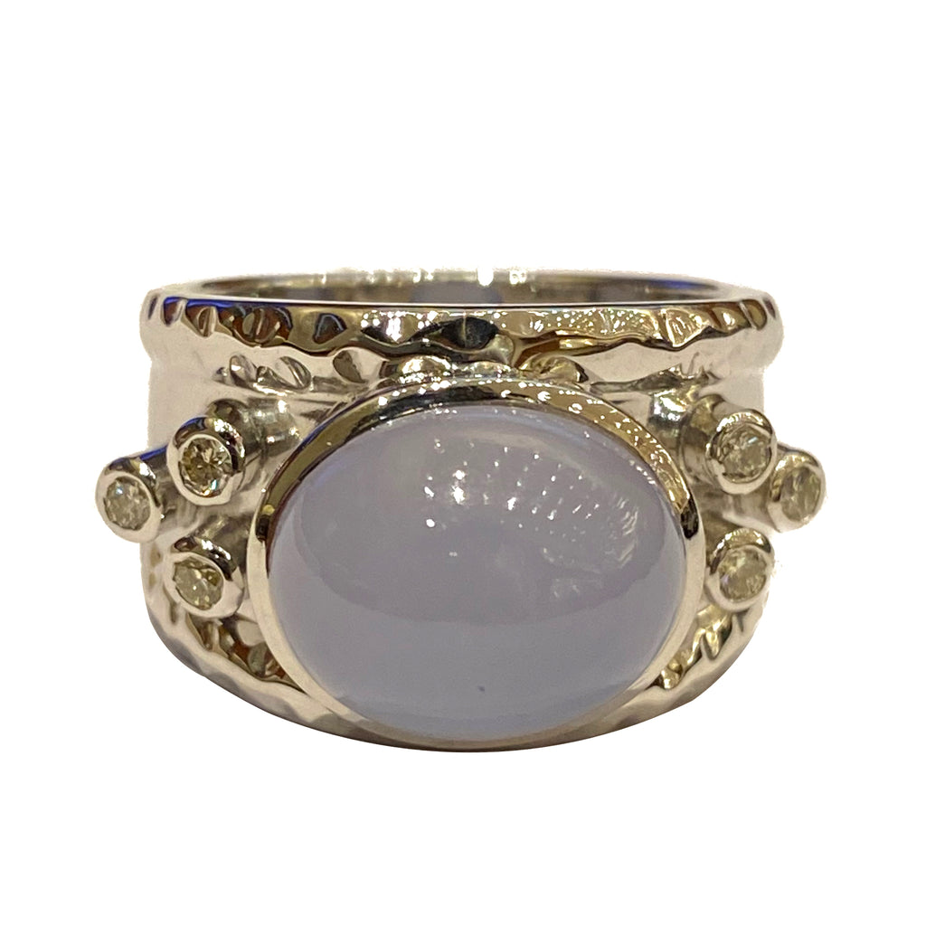 Ring - Chalcedony and Diamond in Sterling Silver