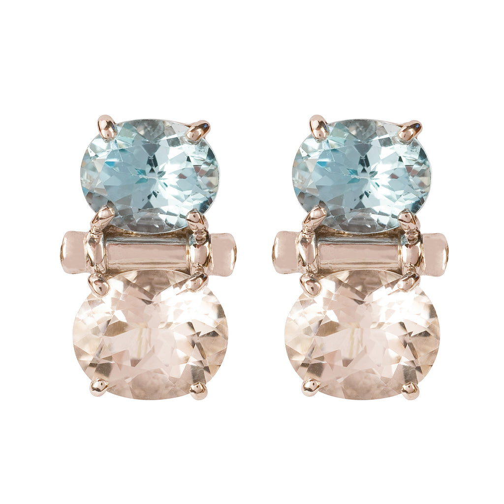 Earrings - Blue Topaz, Crystal and Diamond
