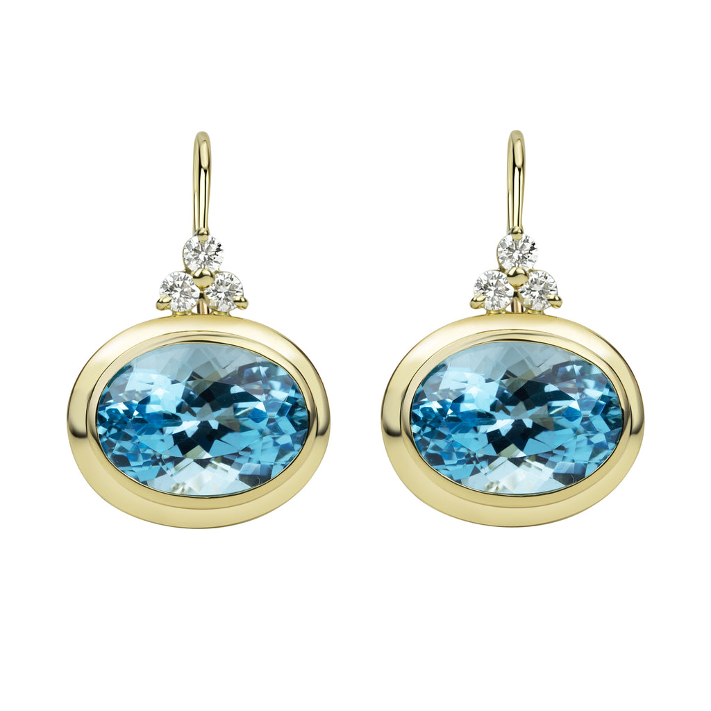 Earrings - Blue Topaz And Diamond