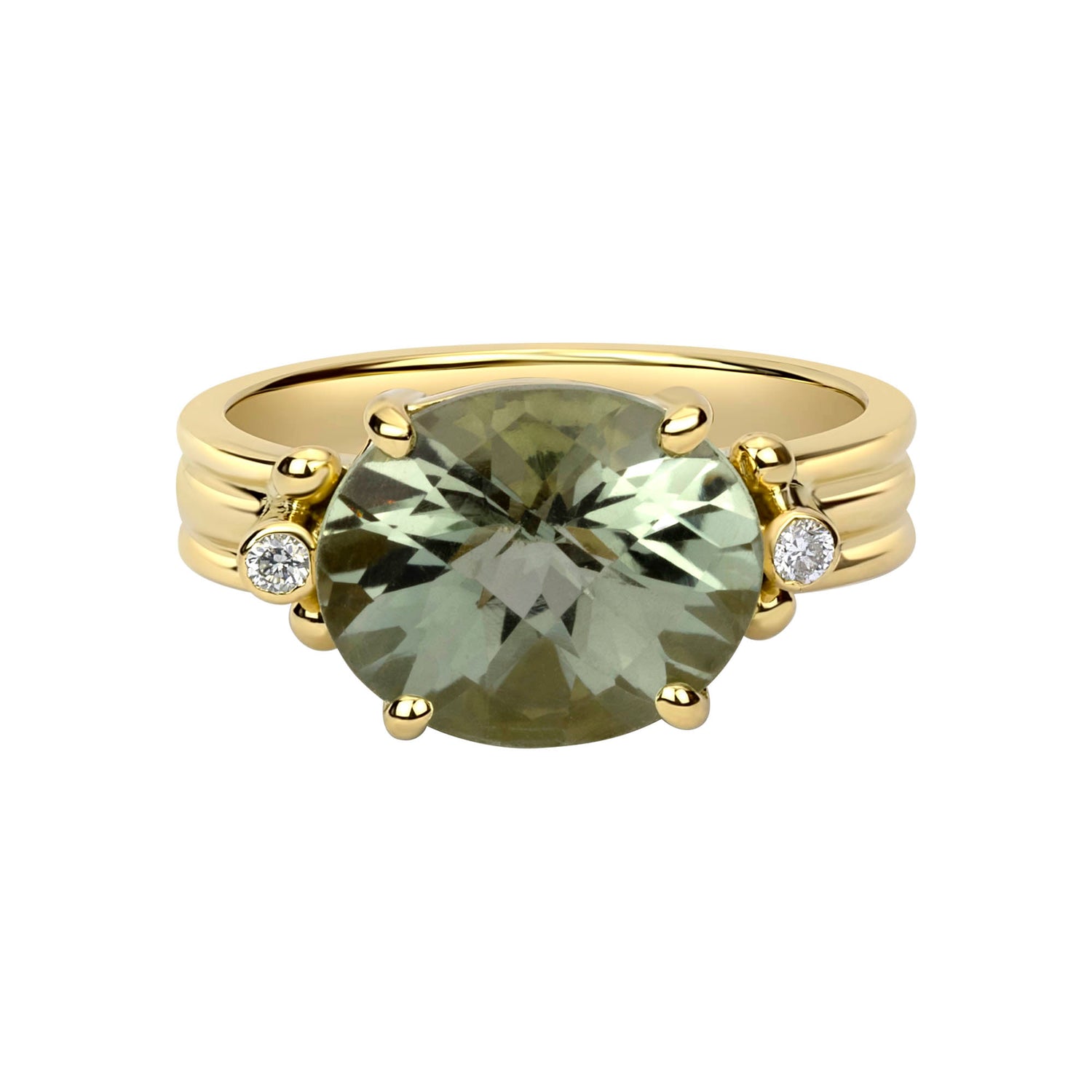 Ring - Green Quartz And Diamond | Singhvi Jewels