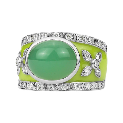 Ring - Chrysoprase And Diamond (enamel)