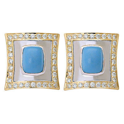 Earrings - Turquoise And Diamond (8HM)