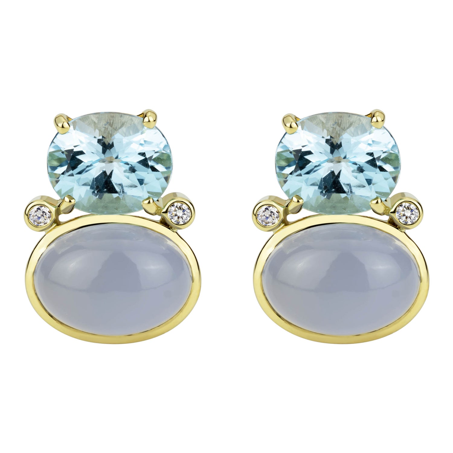 Earrings - Blue Topaz, Chalcedony and Diamond | Singhvi Jewels