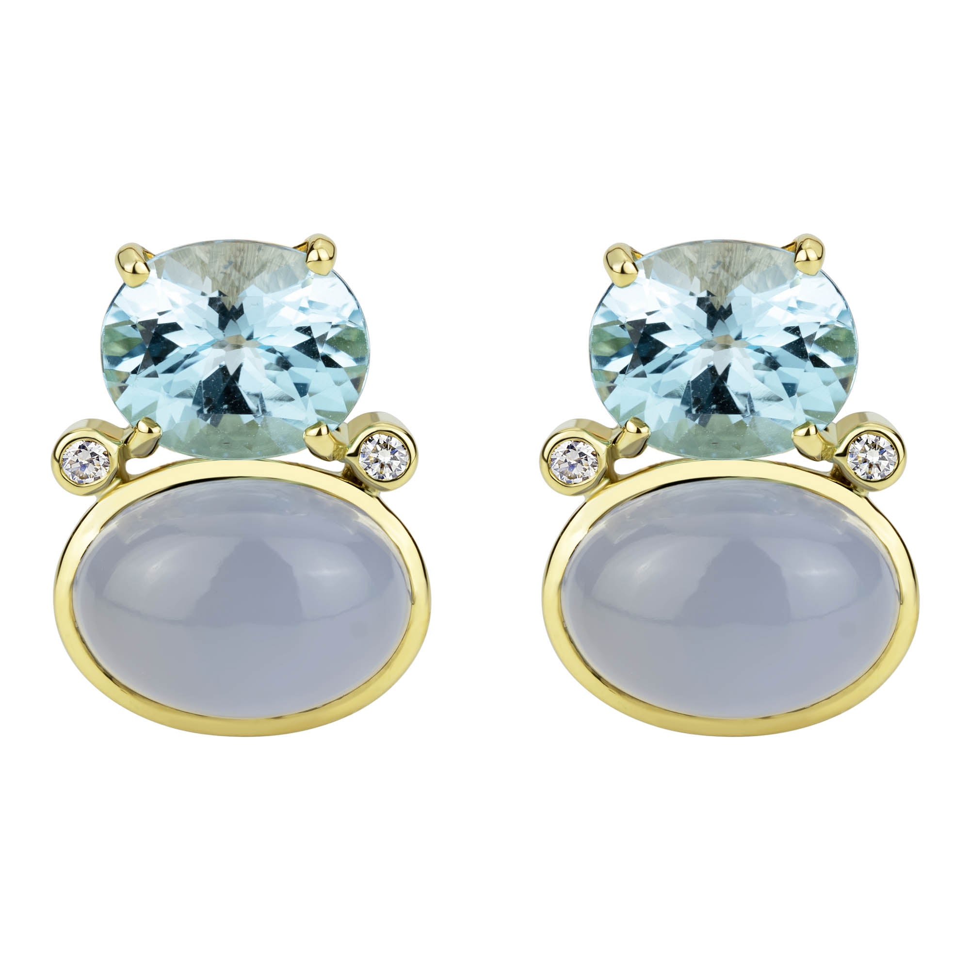 Earrings - Blue Topaz, Chalcedony And Diamond (2301B) | Singhvi Jewels