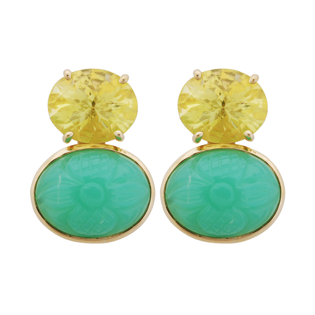 Earrings- Chrysoprase And Lemon Quartz