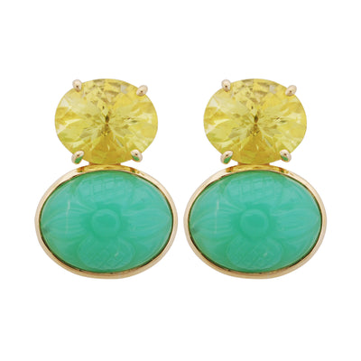 Earrings- Chrysoprase And Lemon Quartz (1856K)