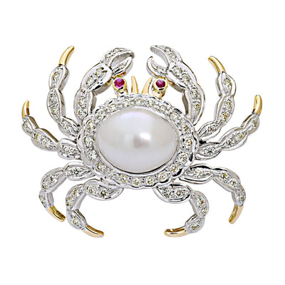 Brooch - Ruby, South Sea Pearl And Diamond