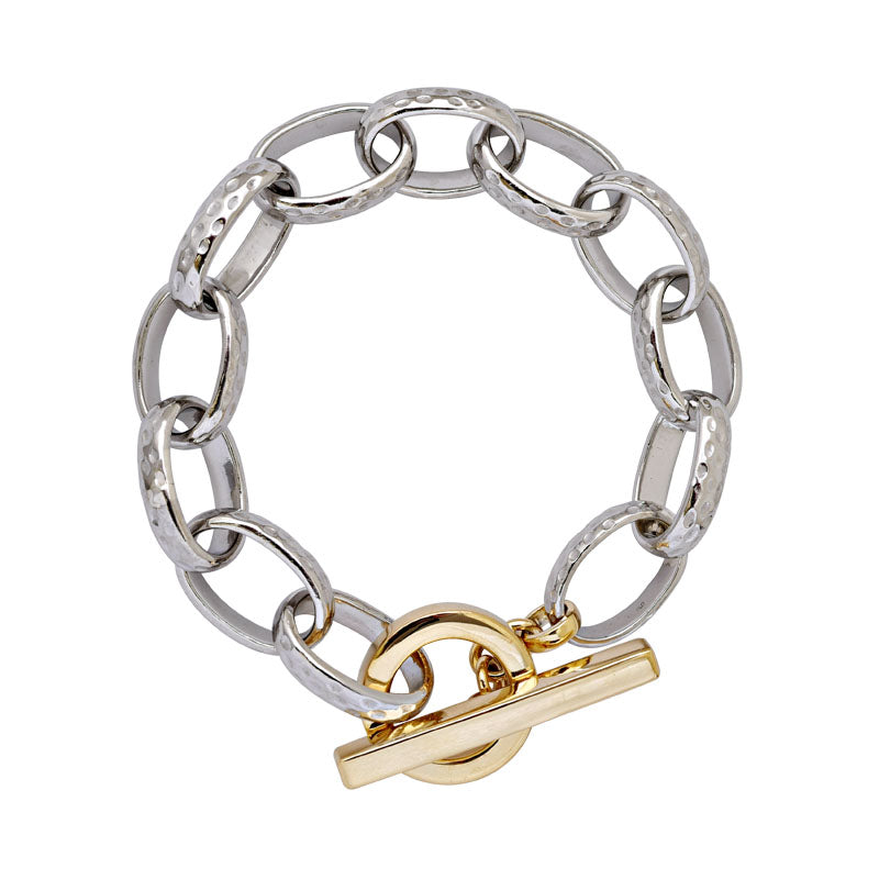 Toggle Bracelet-Sterling Silver and 18K Gold