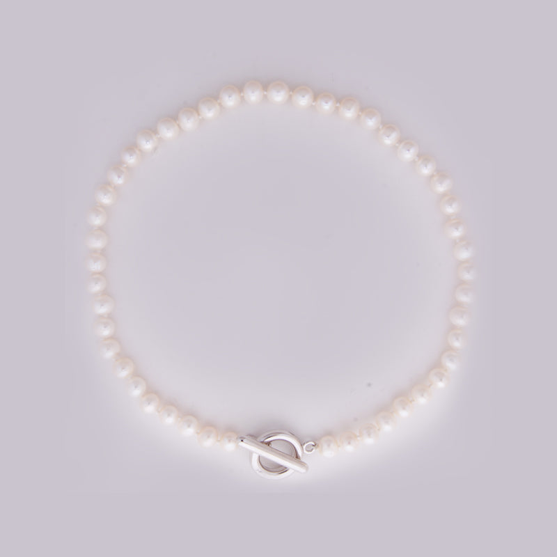 Neckbeads- Pearl with Silver Toggle