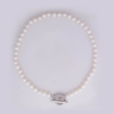 NECKBEADS- PEARL WITH SILVER TOGGLE