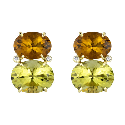 Earrings - Lemon Quartz, Citrine And Diamond (2303B)
