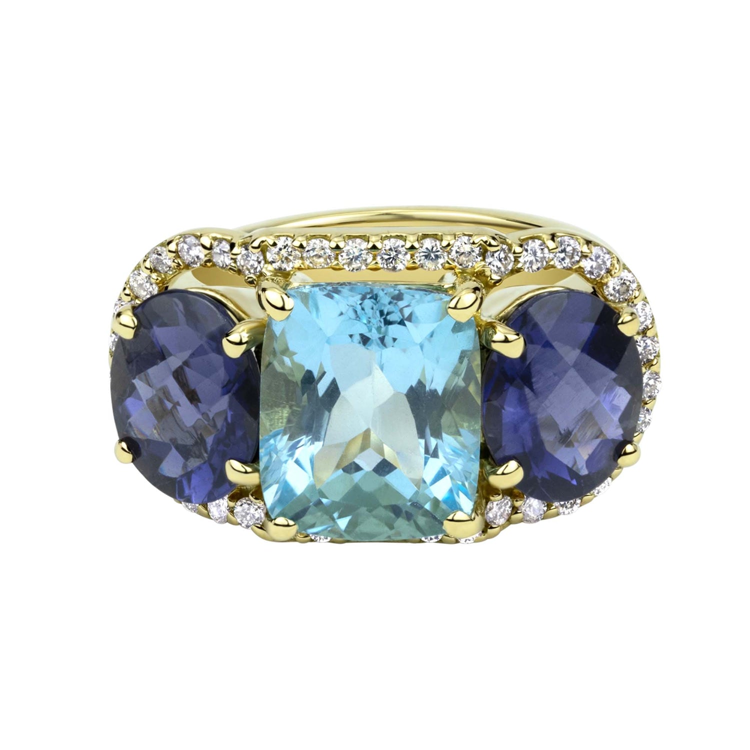Ring - Blue Topaz, Iolite And Diamond (2331A) | Singhvi Jewels