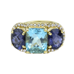 Ring - Blue Topaz, Iolite And Diamond