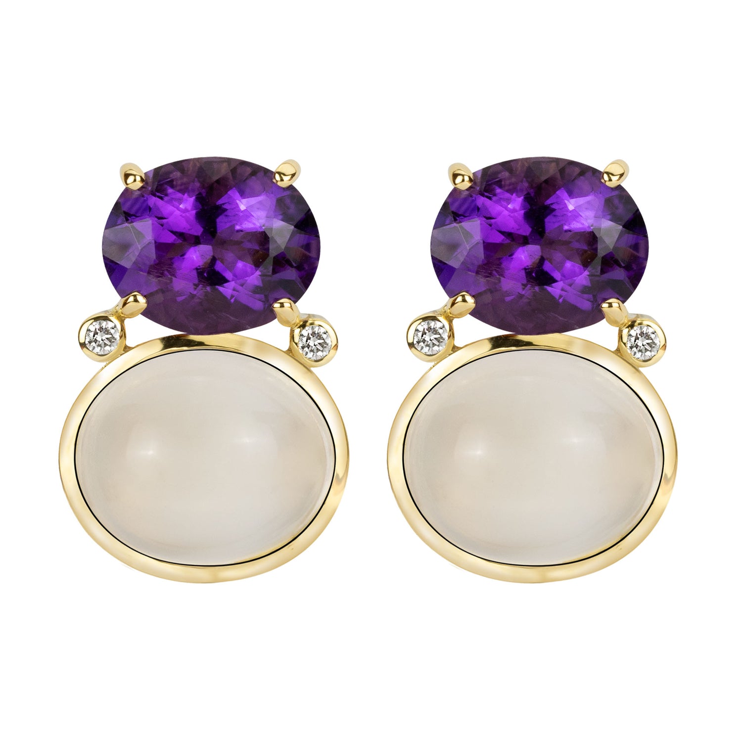 Earrings - Amethyst, Moonstone and Diamond | Singhvi Jewels
