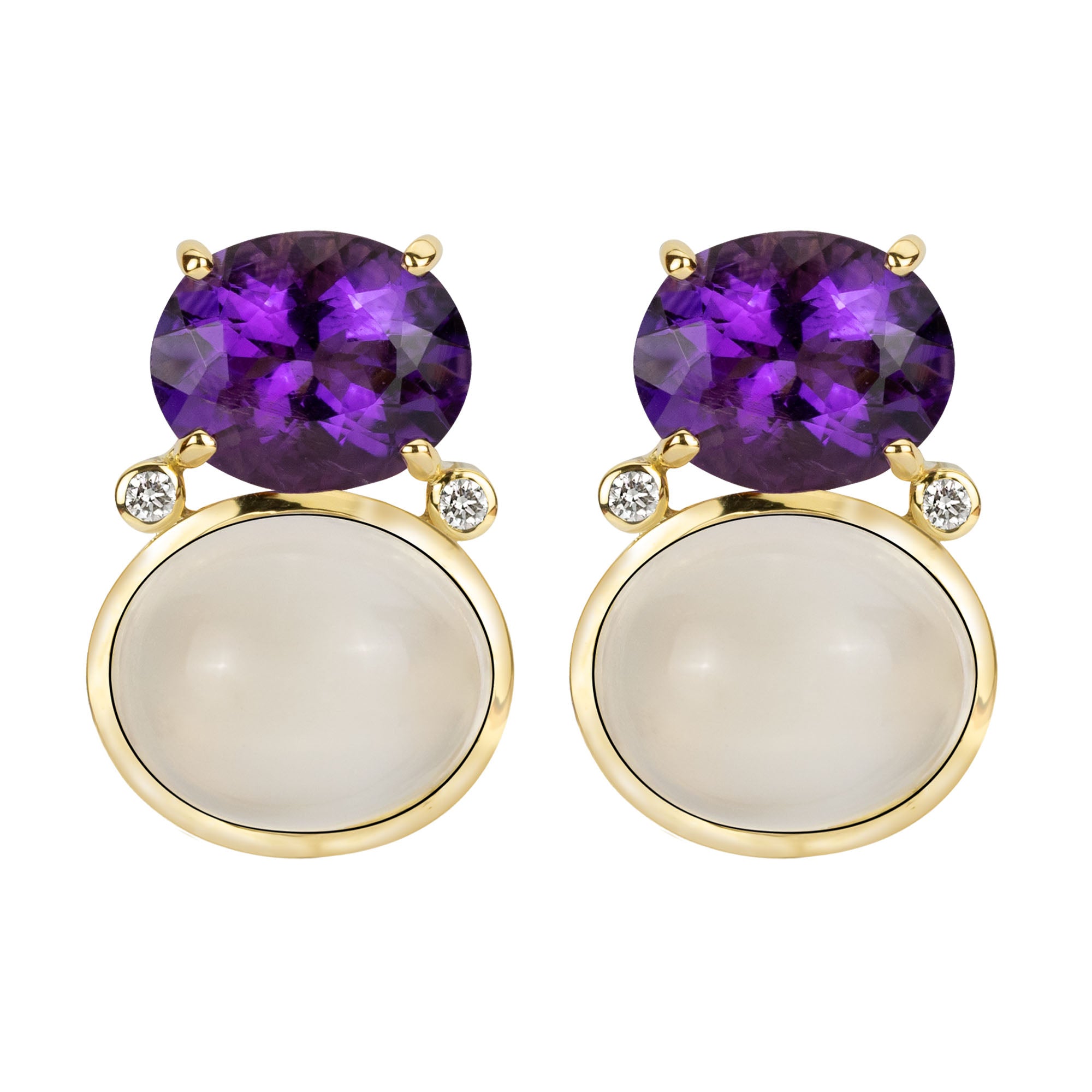 Earrings - Amethyst, Moonstone and Diamond | Singhvi Jewels