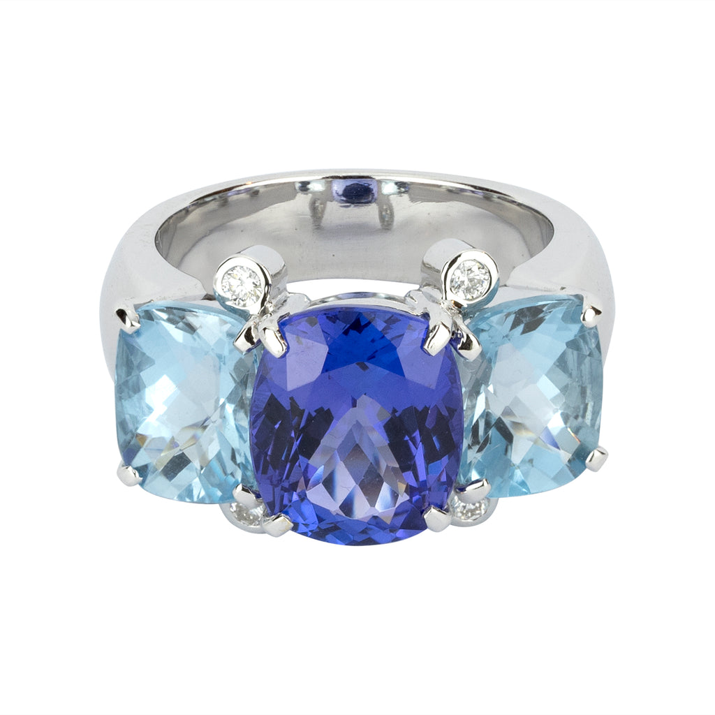 Ring - Tanzanite, Blue Topaz And Diamond