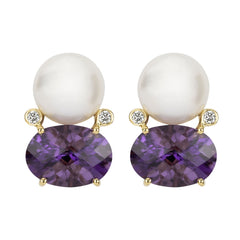Earrings - South Sea Pearl, Amethyst And Diamond
