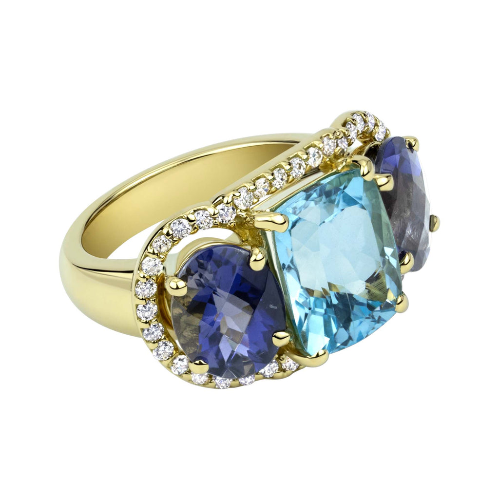 Ring - Blue Topaz, Iolite And Diamond