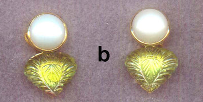 Repair - Earrings - Pearl and Peridot in 18k gold (377B)