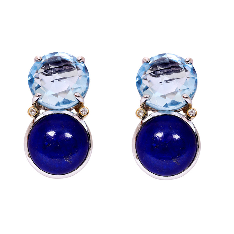 Earrings - Lapis Lazuli, Blue Topaz and Diamond | Singhvi Jewels
