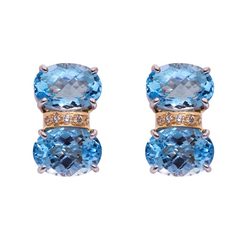Earrings- Blue Topaz and Diamond
