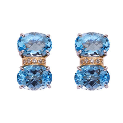 Earrings- Blue Topaz and Diamond  (38CM)