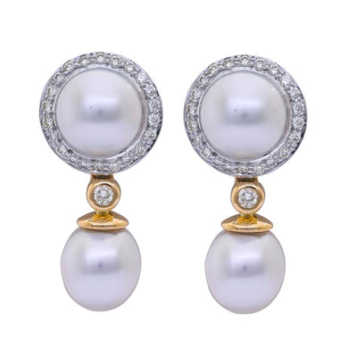 Earrings- South Sea Pearl and Diamond  (38DM)