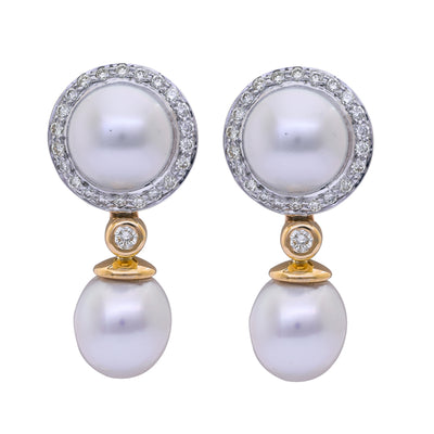 Earrings - South Sea Pearl and Diamond