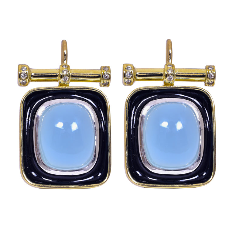 Earrings- Chalcedony and Diamond (Enamel)