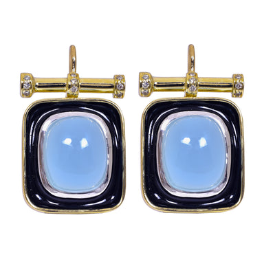 Earrings- Chalcedony and Diamond (Enamel)