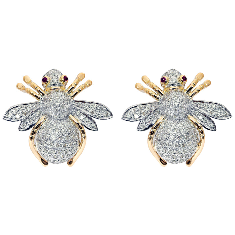 Earrings- Ruby and Diamond in Silver and Gold